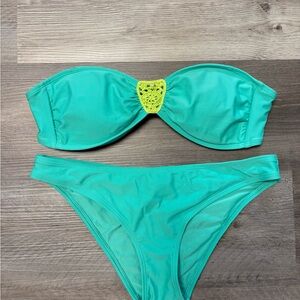 Aerie Turquoise Strapless Bikini Set